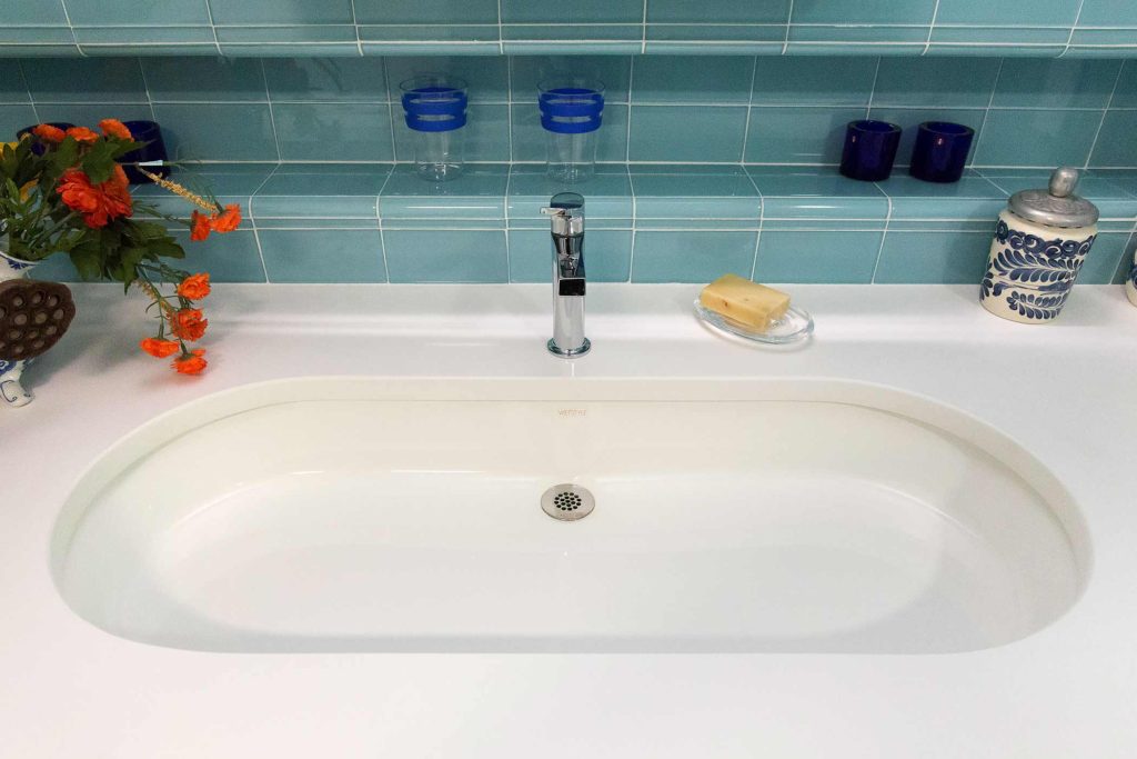 Bathroom remodel - Essex House condominium. © 2015, Metro Cabinet Company